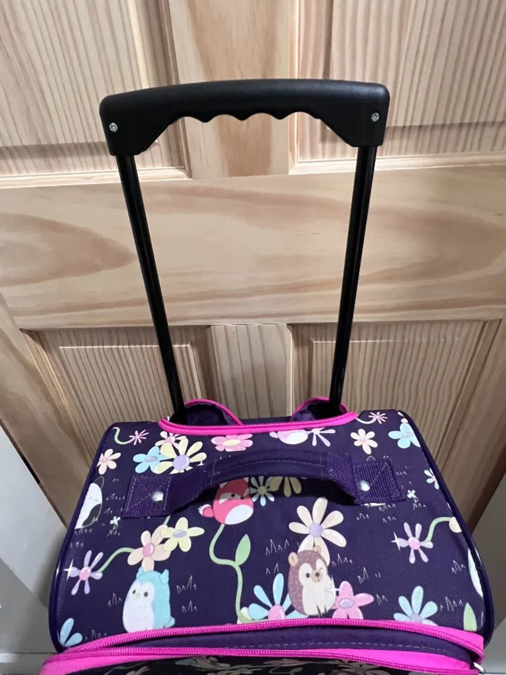 Squishmallows children's‎ rolling suitcase animal floral purple and pink travel